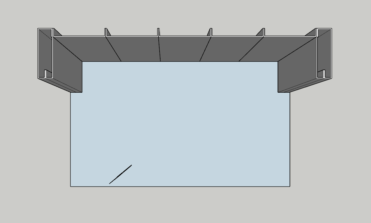 Beurs achterwand met korte zijwanden