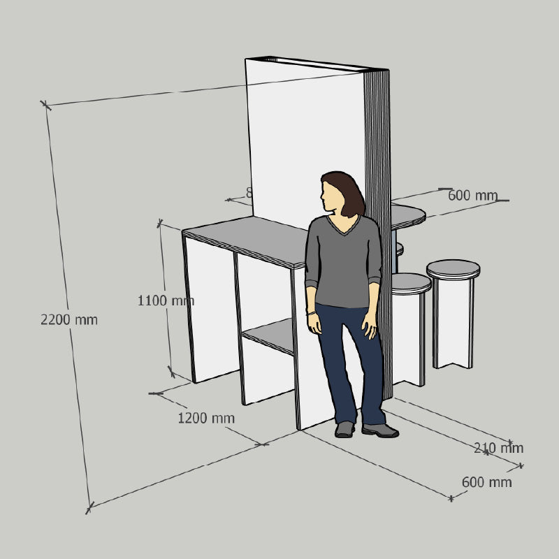 Complete Beursset met Wand, Tafel & Barkrukken