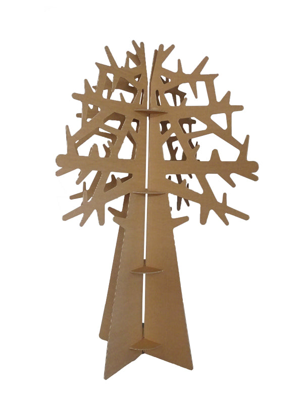 Set van kartonnen ronde bank en kartonnen boom